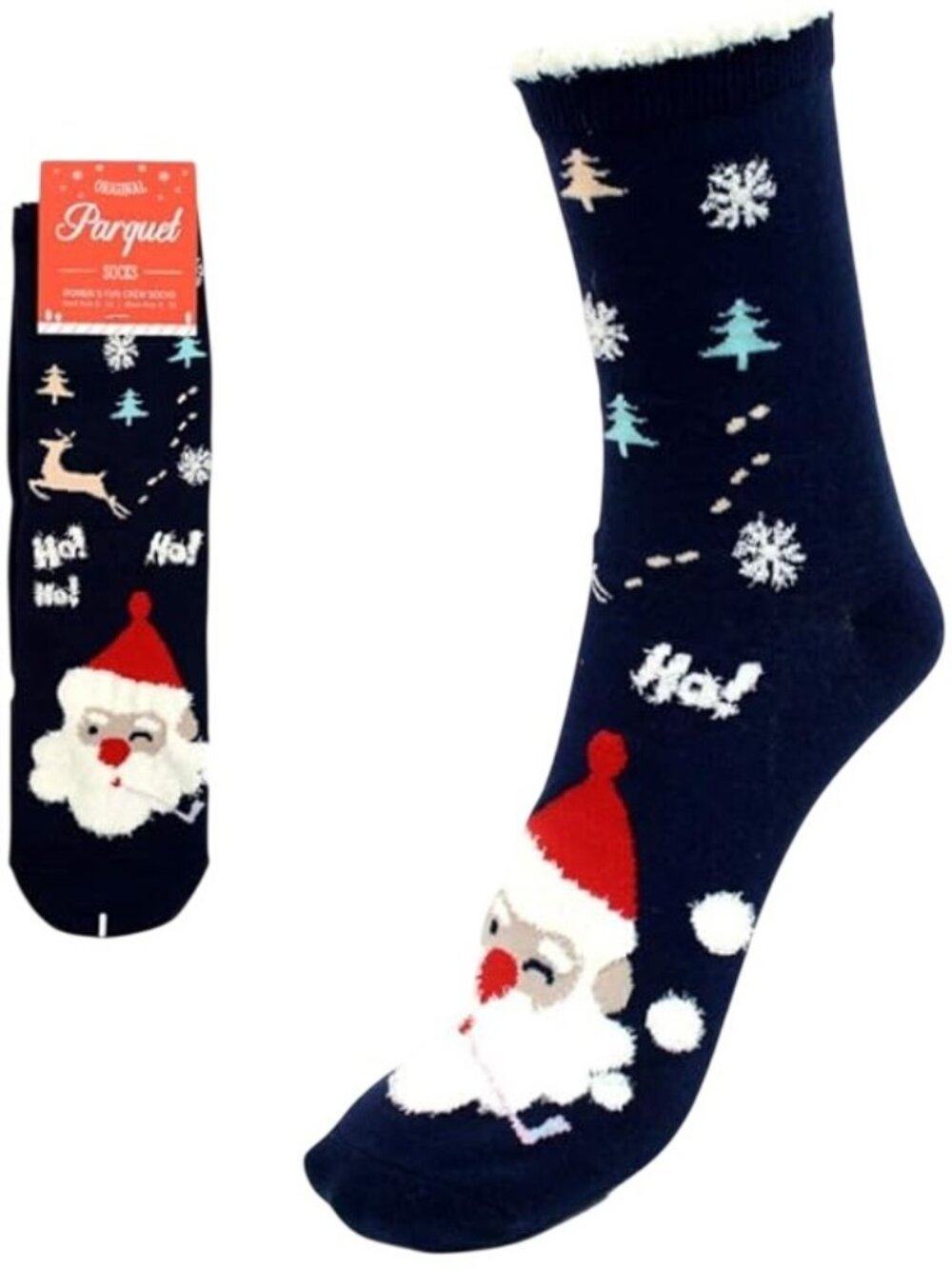 Santa & Snowflake Womens Crew Socks  Festive Christmas Design Cozy & Warm Parque